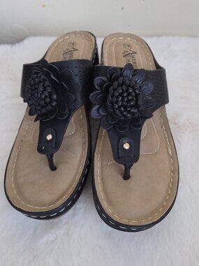 Black wedge sandals